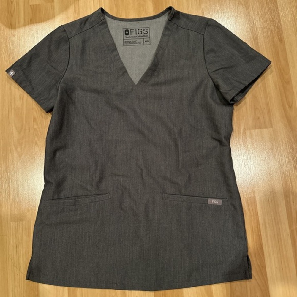 Figs Scrubs‎ Technical Collection XXS Women's Gray Two Pocket Top Shirt